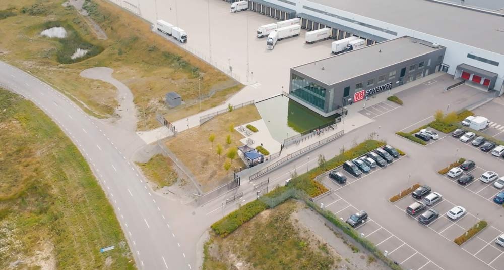 Flygfoto över Schenkers lokaler
